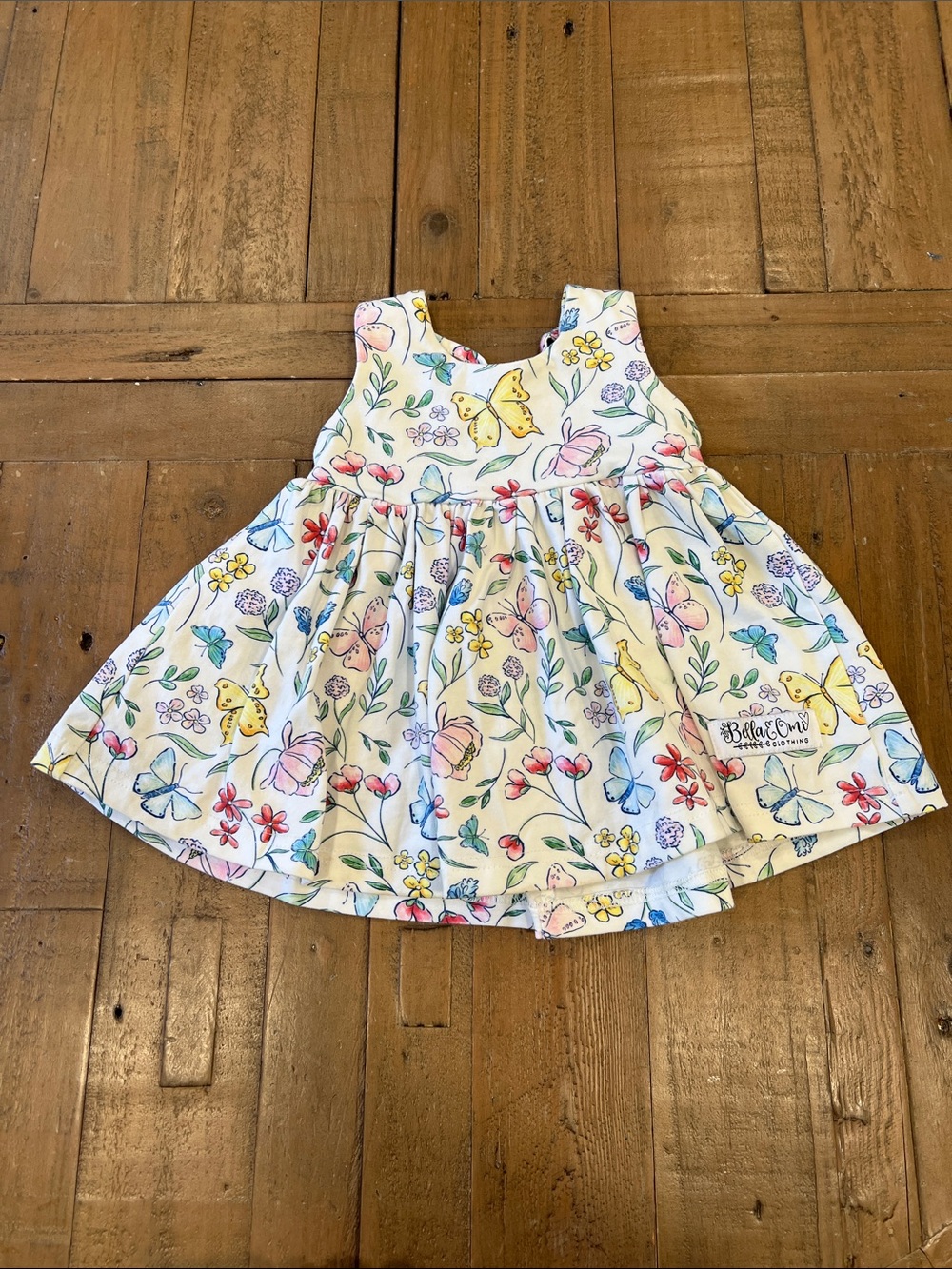 Bella & omi floral butterfly cross back dress 6-12 months